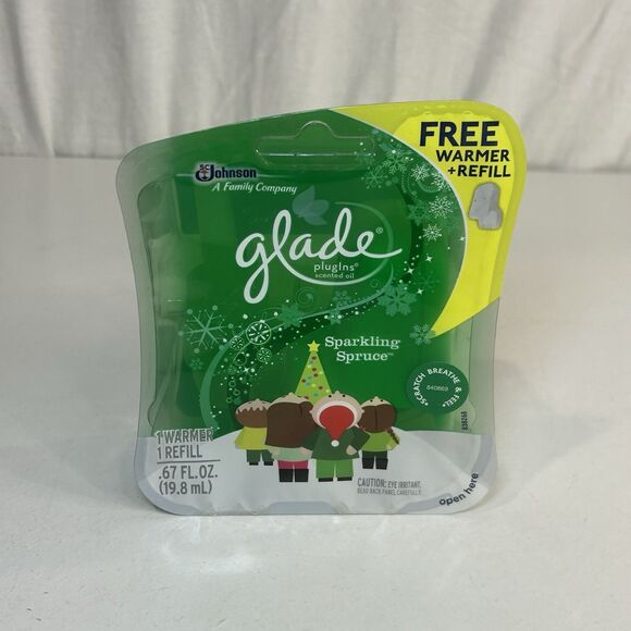 Glade Plug Ins Scented Oil Sparkling Spruce Warmer And 1 Refill. NIP - Picture 1 of 4